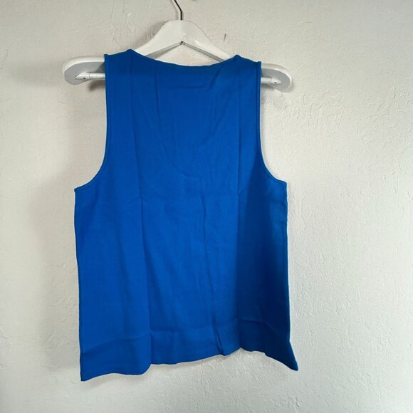 J.Crew Women's Ribbed Cotton Tank Top XXL Blue Style AY276 Scoop Neck Casual New - Picture 2 of 7